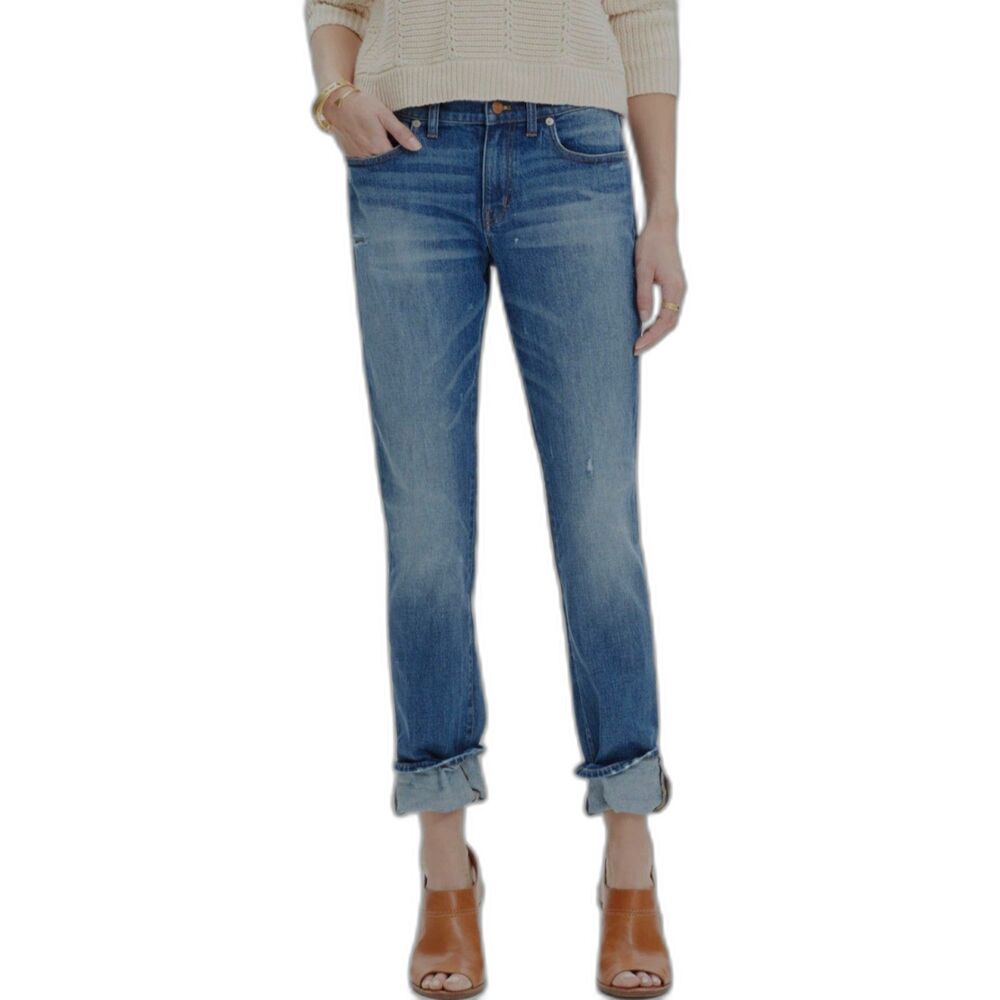 Madewell Slim Boyjean Distressed Hatfield Wash Jeans Size 27 Stretch Denim